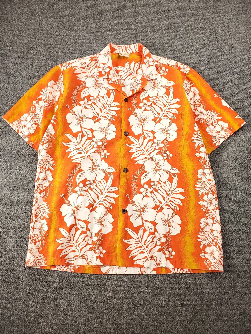 Royal Creations Hawaiian Shirt Large Aloha Button Up Camp Collar Orange USA